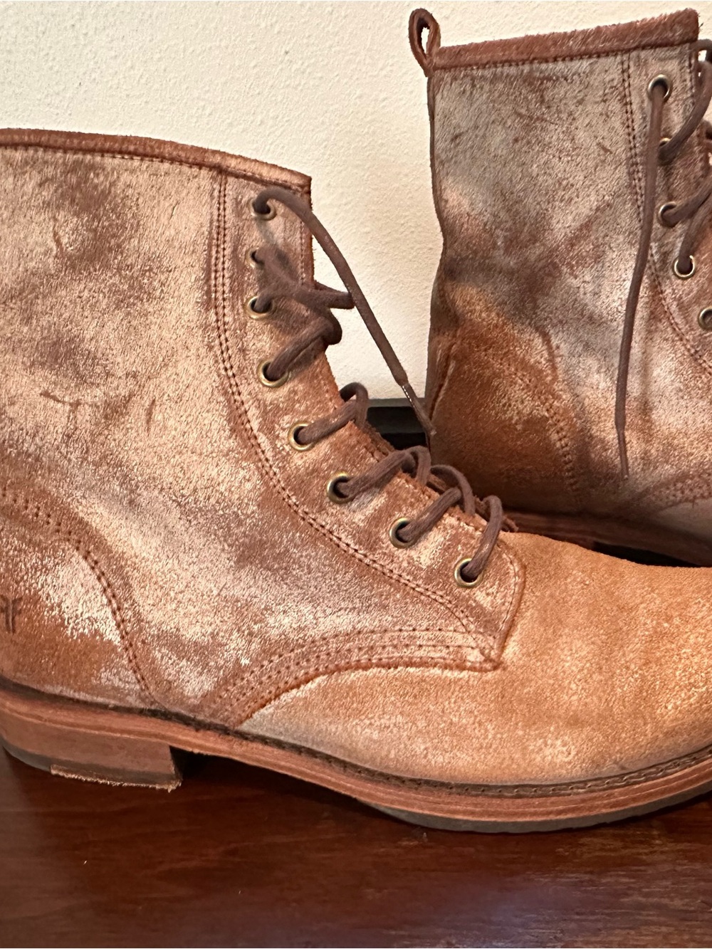 Frye Distressed Brown leather Lace-Up Ankle Boots
